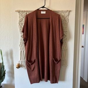 Lightweight open rust cardigan